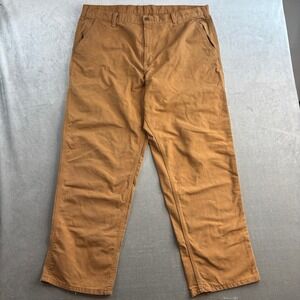 Carhartt Work Pants Brown Relaxed Fit Utility Dungaree Fit 383-51 Mens‎ 42x32